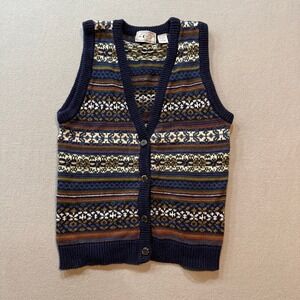 Bugle Boy Company Y2K 90s Academia Cottagecore Knit Sweater Vest Women Small‎